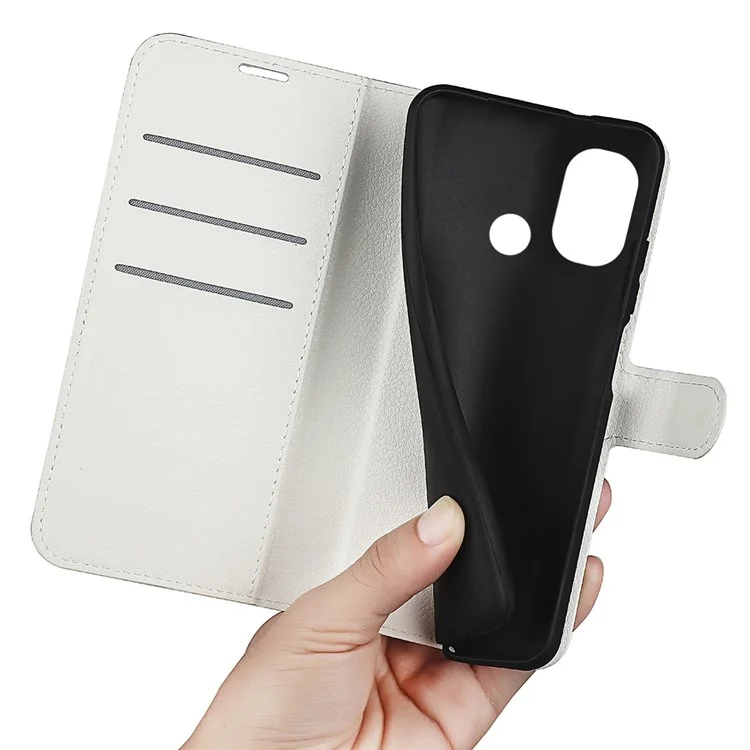 Litchi Texture Wallet Case de Teléfono Para Nokia G11 Plus 4G, Visioning st Stand PU Leather Propolte Folio Folio Flip Cover - Blanco