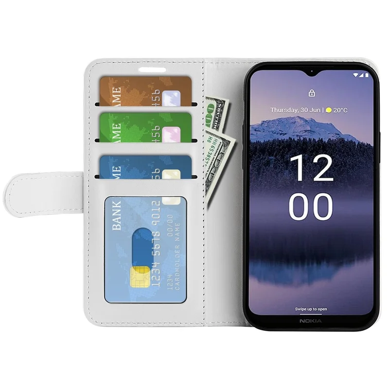 PU Leather Crazy Horse Texture Protective Cover for Nokia G11 Plus 4G, Folio Flip Wallet Stand Magnetic Clasp Phone Case - White