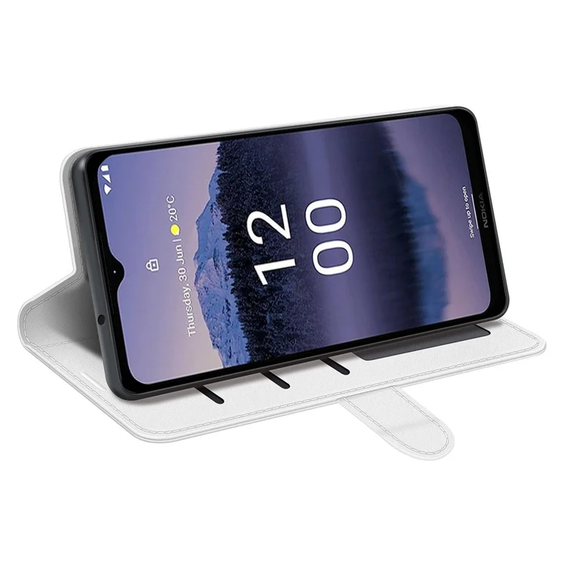 PU Leather Crazy Horse Texture Protective Cover for Nokia G11 Plus 4G, Folio Flip Wallet Stand Magnetic Clasp Phone Case - White