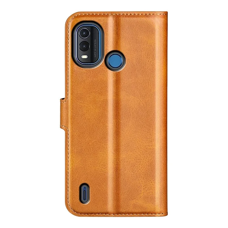 Wallet Stand Phone Case for Nokia G11 Plus 4G, Square Magnetic Clasp Textured PU Leather Anti-drop Protective Cover - Yellow