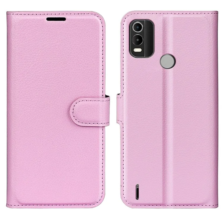 Litchi Texture PU Кожаный Чехол Для Nokia G11 Plus 4G, Амортизаторная Подставка Для Кошелька Flio Flip Phone - Розовый