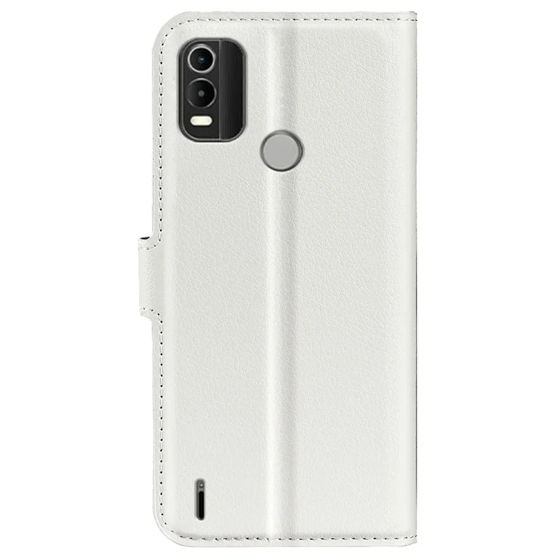 Litchi Texture PU Leather Case for Nokia G21 Plus 4G Shockproof Wallet Stand Folio Flip Phone Cover - White