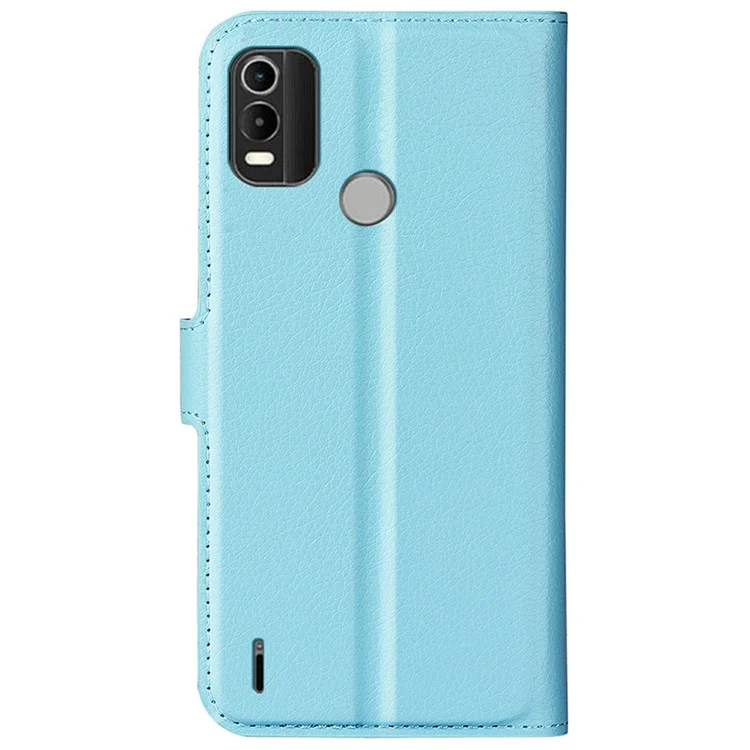 Litchi Texture PU Leather Case for Nokia G21 Plus 4G Shockproof Wallet Stand Folio Flip Phone Cover - Blue
