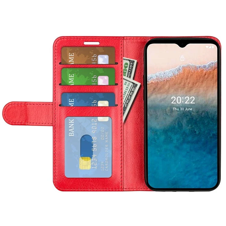 Crazy Horse Texture Téléphone Case Pour Nokia C21 Plus 4G, Flio Flip pu en Cuir Couverture de Coque en Tpu Doux Inner Avec Support de Portefeuille - Rouge