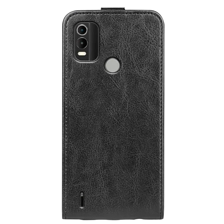 Para Nokia C21 Plus 4G Crazy Horse Texture Vertical Flip Protective Phone Cover Card Holder Mobile Phone Case - Black