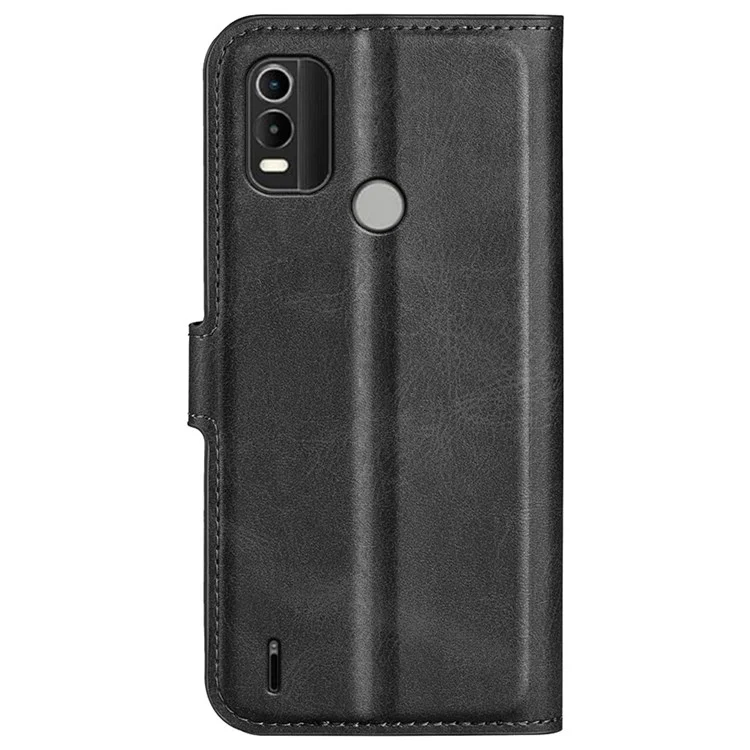 Case de Téléphone Protectrice Pour Nokia C21 Plus 4G, Textured Cuir Carré Carré Fermoir Flio Flip Couvercle Avec Support de Portefeuille - le Noir