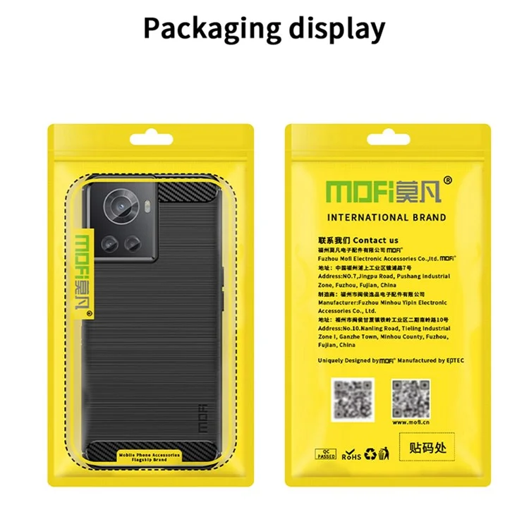 MOFI JK TPU Series-1 for OnePlus Ace 5G / 10R 5G Carbon Fiber Texture Anti-Fingerprint Case Soft TPU Brushed Surface Protective Cover - Black