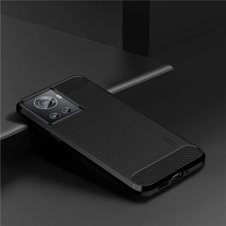 MOFI JK TPU Series-1 for OnePlus Ace 5G / 10R 5G Carbon Fiber Texture Anti-Fingerprint Case Soft TPU Brushed Surface Protective Cover - Black