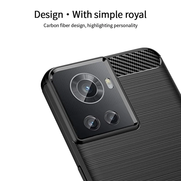 MOFI JK TPU Series-1 for OnePlus Ace 5G / 10R 5G Carbon Fiber Texture Anti-Fingerprint Case Soft TPU Brushed Surface Protective Cover - Black
