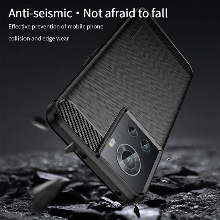 MOFI JK TPU Series-1 for OnePlus Ace 5G / 10R 5G Carbon Fiber Texture Anti-Fingerprint Case Soft TPU Brushed Surface Protective Cover - Black