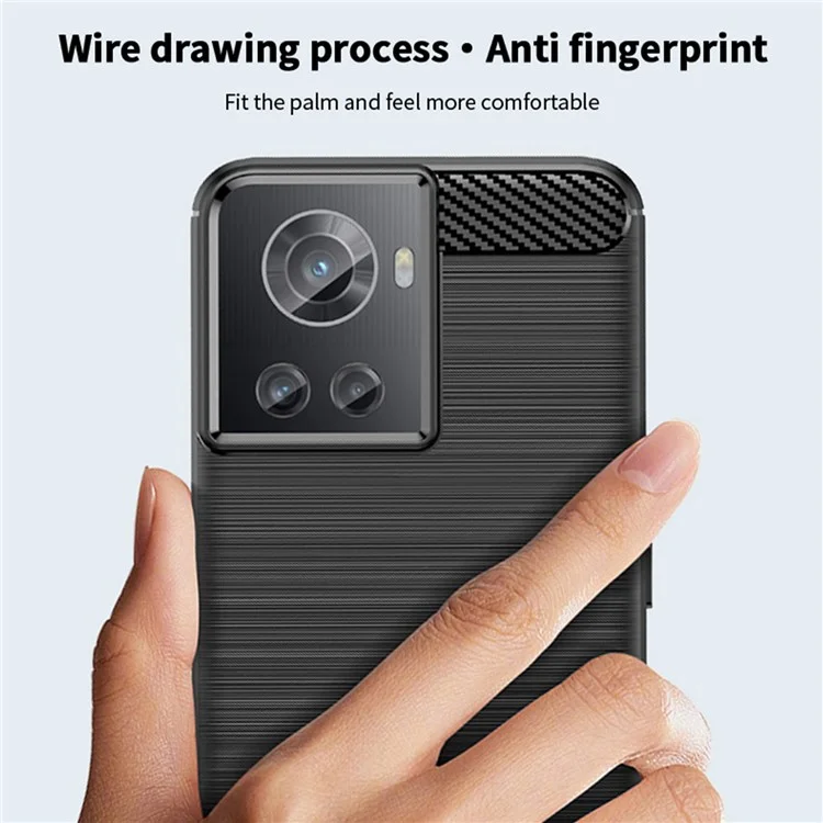 MOFI JK TPU Series-1 for OnePlus Ace 5G / 10R 5G Carbon Fiber Texture Anti-Fingerprint Case Soft TPU Brushed Surface Protective Cover - Black