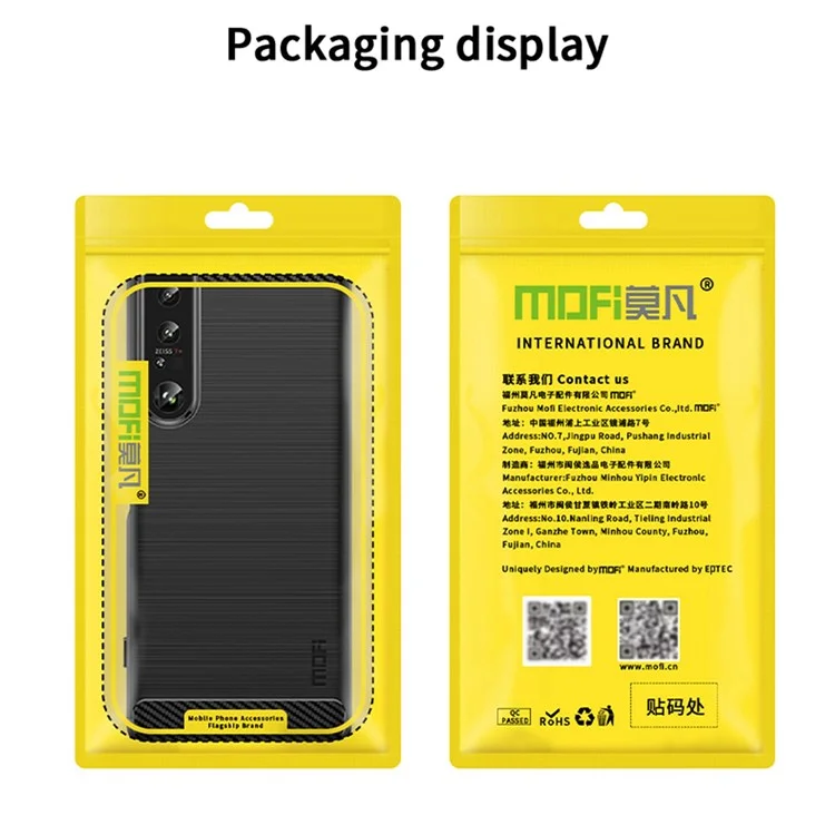 MOFI JK TPU Serie-1 per Sony Xperia 1 IV 5G Custodia Antigraffio con Texture in Fibra di Carbonio, Superficie Spazzolata, Morbida Custodia Posteriore in TPU - Nero
