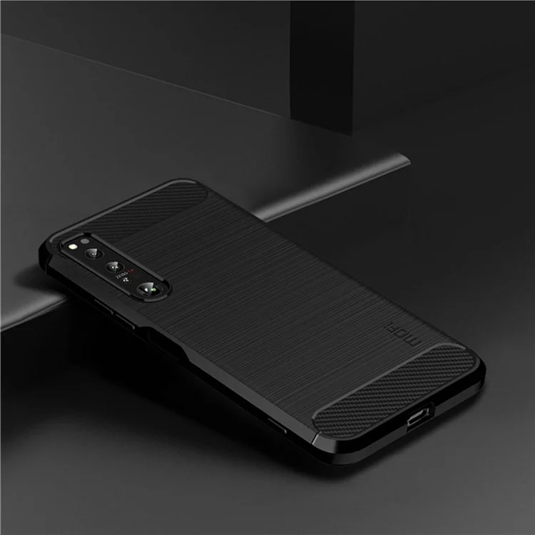MOFI JK TPU Serie-1 per Sony Xperia 1 IV 5G Custodia Antigraffio con Texture in Fibra di Carbonio, Superficie Spazzolata, Morbida Custodia Posteriore in TPU - Nero
