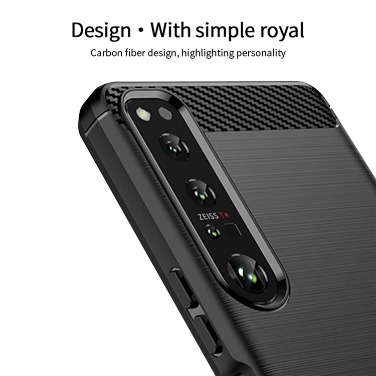 MOFI JK TPU Serie-1 per Sony Xperia 1 IV 5G Custodia Antigraffio con Texture in Fibra di Carbonio, Superficie Spazzolata, Morbida Custodia Posteriore in TPU - Nero