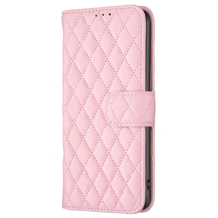 Color Binfen Para Xiaomi Redmi 9C / 9c NFC / Redmi 10a / Poco C31 BF Estilo-14 Patrón de Rombo Impreso PU Cuero TPU TPU Matte Telephip Willet Cubierta Protectora - Rosado