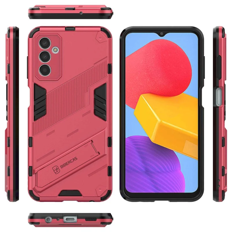 For Samsung Galaxy M13 4G Kickstand Protective Phone Case Drop-proof Hard PC Soft TPU Hybrid Cover - Rose