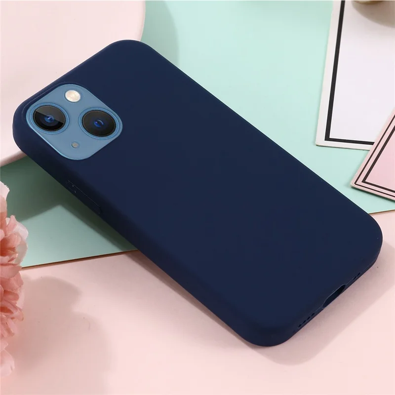 For iPhone 14 6.1 inch Compatible with MagSafe Wireless Charging Phone Case Soft Anti-scratch Silicone Cover - Dark Blue