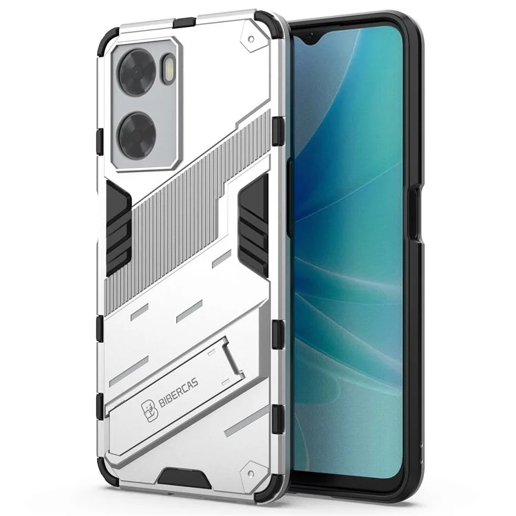 Para Oppo A57 4G / A57s 4G Combo PC+TPU Back Case de Retroceso de Manos Libres Cubierta de Absorción de Choque - Blanco