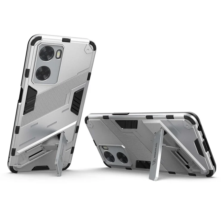 Para Oppo A57 4G / A57s 4G Combo PC+TPU Back Case de Retroceso de Manos Libres Cubierta de Absorción de Choque - Blanco