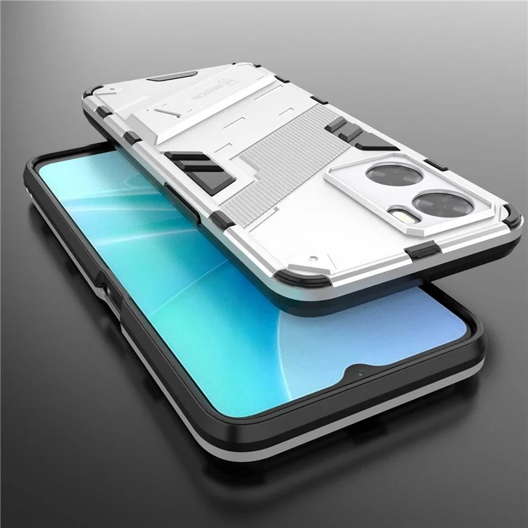 Para Oppo A57 4G / A57s 4G Combo PC+TPU Back Case de Retroceso de Manos Libres Cubierta de Absorción de Choque - Blanco