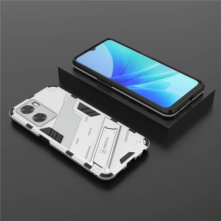 Para Oppo A57 4G / A57s 4G Combo PC+TPU Back Case de Retroceso de Manos Libres Cubierta de Absorción de Choque - Blanco