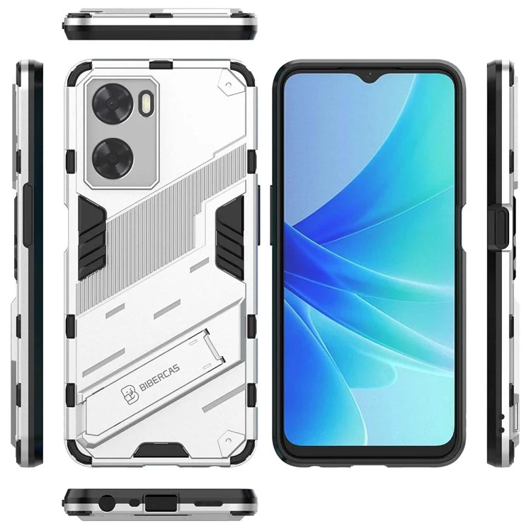 Para Oppo A57 4G / A57s 4G Combo PC+TPU Back Case de Retroceso de Manos Libres Cubierta de Absorción de Choque - Blanco