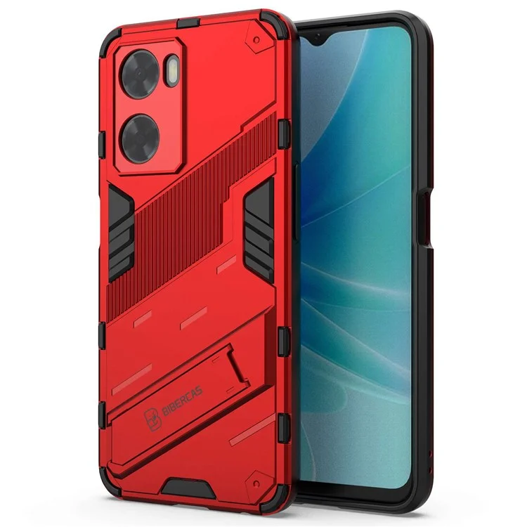 Para Oppo A57 4G / A57s 4G Combo PC+TPU Back Case de Retroceso de Manos Libres Cubierta de Absorción de Choque - Rojo