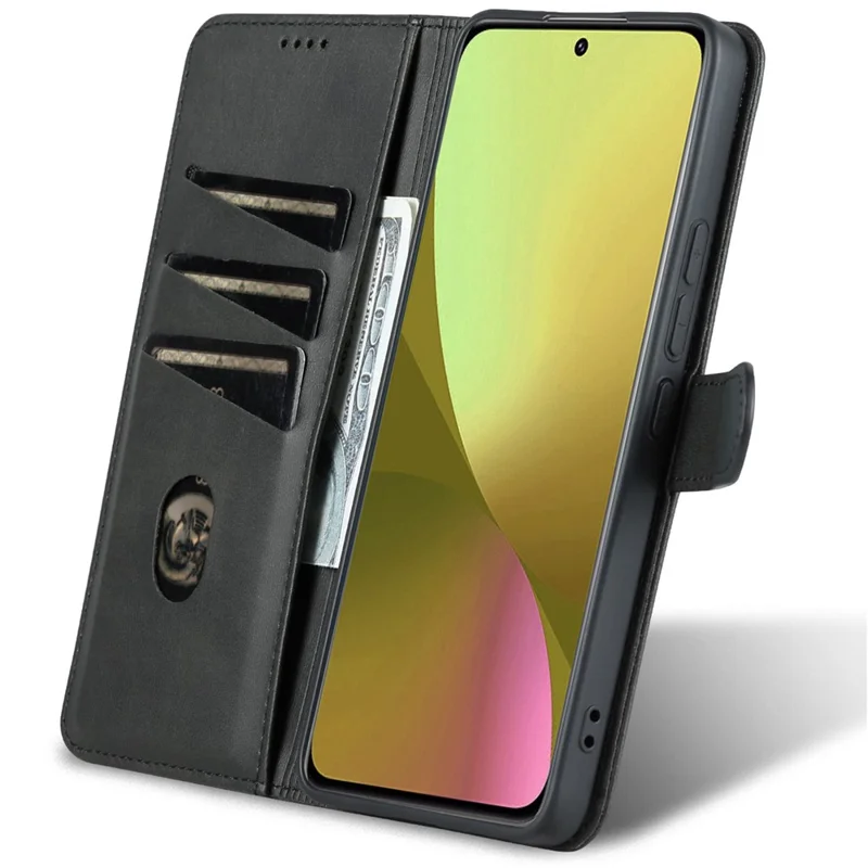 AZNS For Xiaomi 12 Lite 5G PU Leather Folio Flip Phone Cover Anti-drop Protection Stand Wallet Case - Black