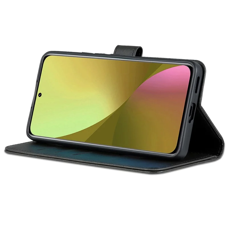 AZNS For Xiaomi 12 Lite 5G PU Leather Folio Flip Phone Cover Anti-drop Protection Stand Wallet Case - Black