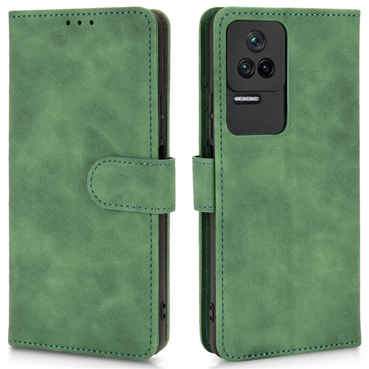 Per Xiaomi Poco F4 5G / Redmi K40S 5G Wormet Wormet PU Canda Cutanea Per la Pelle Follio Flip Protezione Copertura Con Cinturino - Verde
