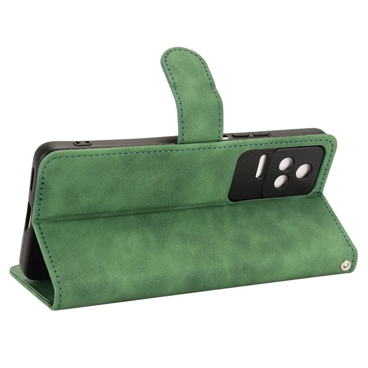 Per Xiaomi Poco F4 5G / Redmi K40S 5G Wormet Wormet PU Canda Cutanea Per la Pelle Follio Flip Protezione Copertura Con Cinturino - Verde