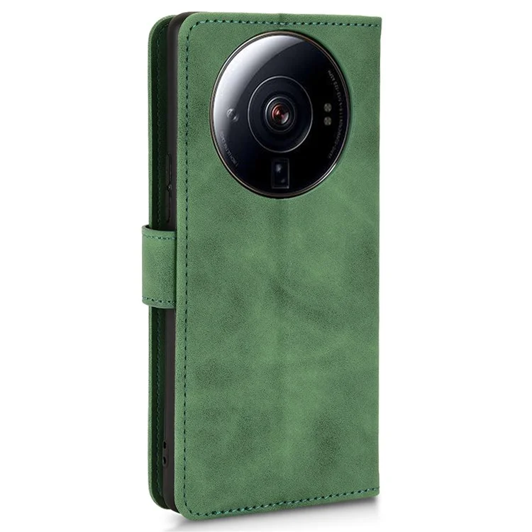 Per Xiaomi 12s Ultra 5G Follio Flip Stand Wormet PU Case di Pelle Per la Pelle Protettiva Copertura Con Cinturino - Verde