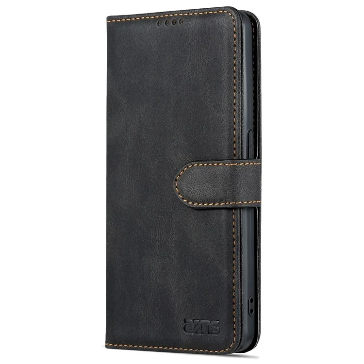 AZNS Pour Oppo Reno8 Pro 5G (version Globale) / Reno8 Pro + 5G PU Cuir Flip Portefeuille Full Body Protection Téléphone Cover Viewing Stand - le Noir
