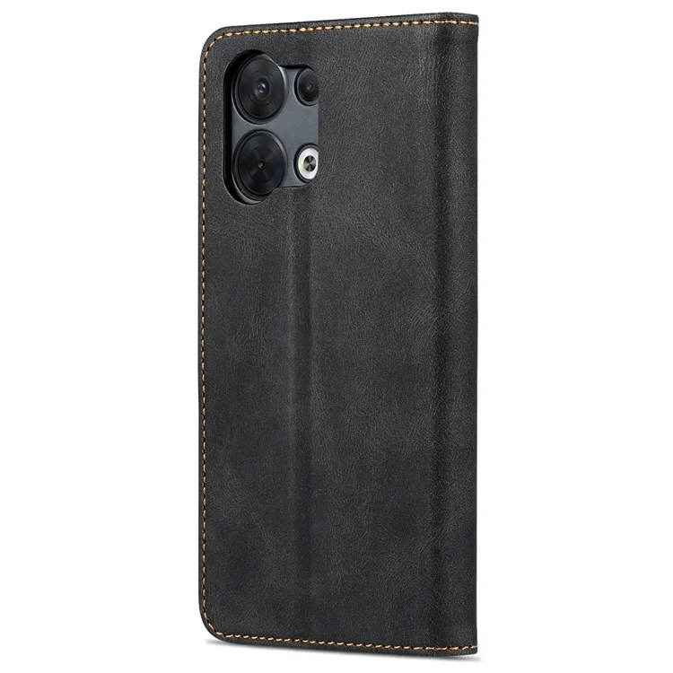 AZNS Pour Oppo Reno8 Pro 5G (version Globale) / Reno8 Pro + 5G PU Cuir Flip Portefeuille Full Body Protection Téléphone Cover Viewing Stand - le Noir