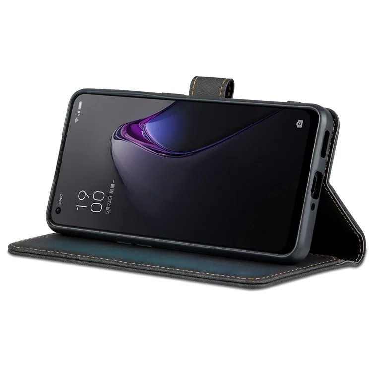 AZNS Pour Oppo Reno8 Pro 5G (version Globale) / Reno8 Pro + 5G PU Cuir Flip Portefeuille Full Body Protection Téléphone Cover Viewing Stand - le Noir