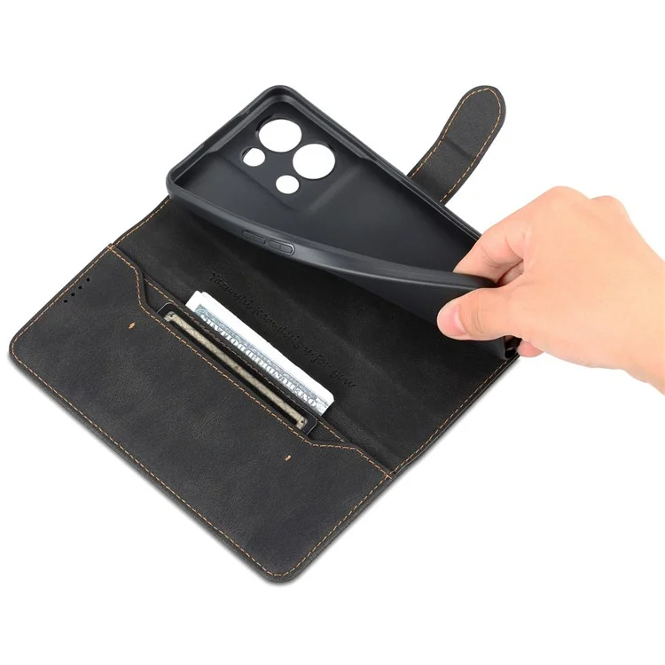 AZNS Pour Oppo Reno8 Pro 5G (version Globale) / Reno8 Pro + 5G PU Cuir Flip Portefeuille Full Body Protection Téléphone Cover Viewing Stand - le Noir