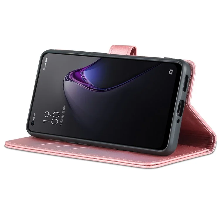 Azns Flip Wallet Case Per Oppo Reno8 5G (versione Globale) / Oppo Reno8 5G, PU Copertina di Telefono Protettivo Per la Visione Resistente a Scratch Per Scratch - Oro Rosa