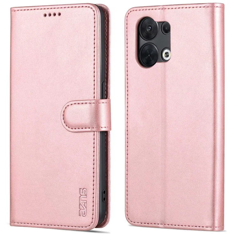 Cover per telefono a prova di cadute AZNS per Oppo Reno8 Pro 5G (Versione Globale) / Reno8 Pro+ (Cina) 5G, Custodia Portafoglio in Pelle PU con Protezione Completa - Rose Gold