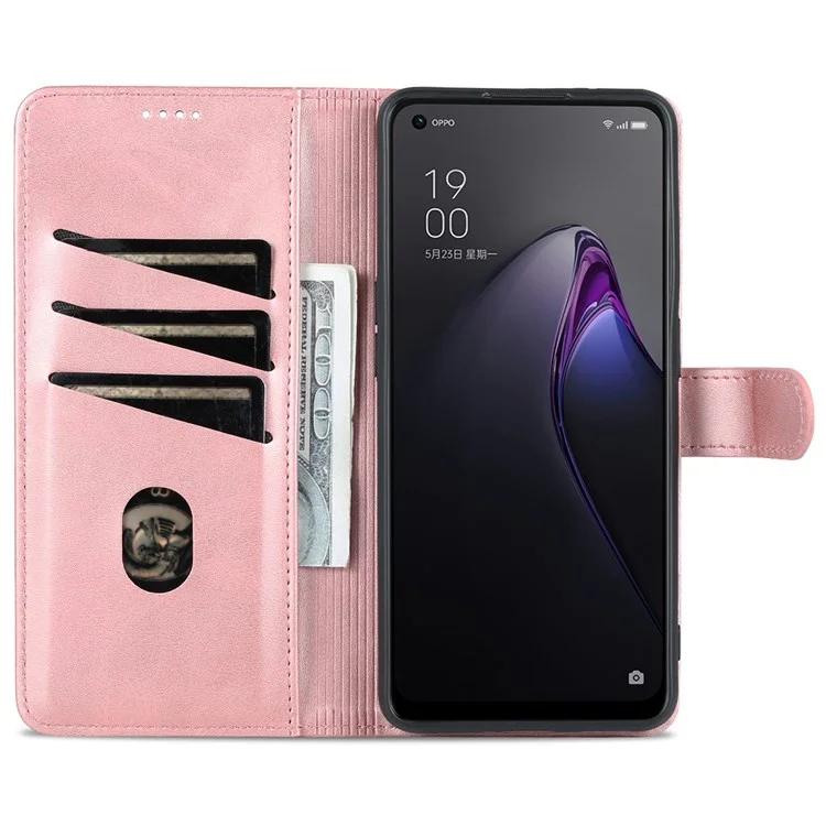 Cover per telefono a prova di cadute AZNS per Oppo Reno8 Pro 5G (Versione Globale) / Reno8 Pro+ (Cina) 5G, Custodia Portafoglio in Pelle PU con Protezione Completa - Rose Gold