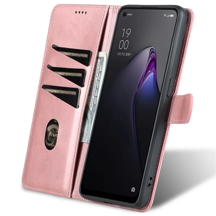 Cover per telefono a prova di cadute AZNS per Oppo Reno8 Pro 5G (Versione Globale) / Reno8 Pro+ (Cina) 5G, Custodia Portafoglio in Pelle PU con Protezione Completa - Rose Gold