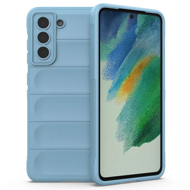 For Samsung Galaxy S21 FE 5G Rugged Design Phone Case Precise Cutout Scratch-resistant TPU Back Cover - Baby Blue