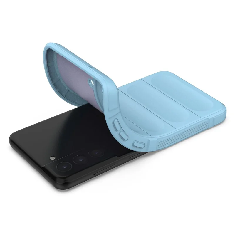 For Samsung Galaxy S21 FE 5G Rugged Design Phone Case Precise Cutout Scratch-resistant TPU Back Cover - Baby Blue