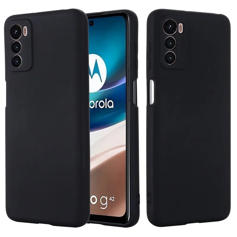 For Motorola Moto G42 4G Anti-scratch Silicone Soft Phone Case Bumper Cover Anti-fall Mobile Phone Protector - Black