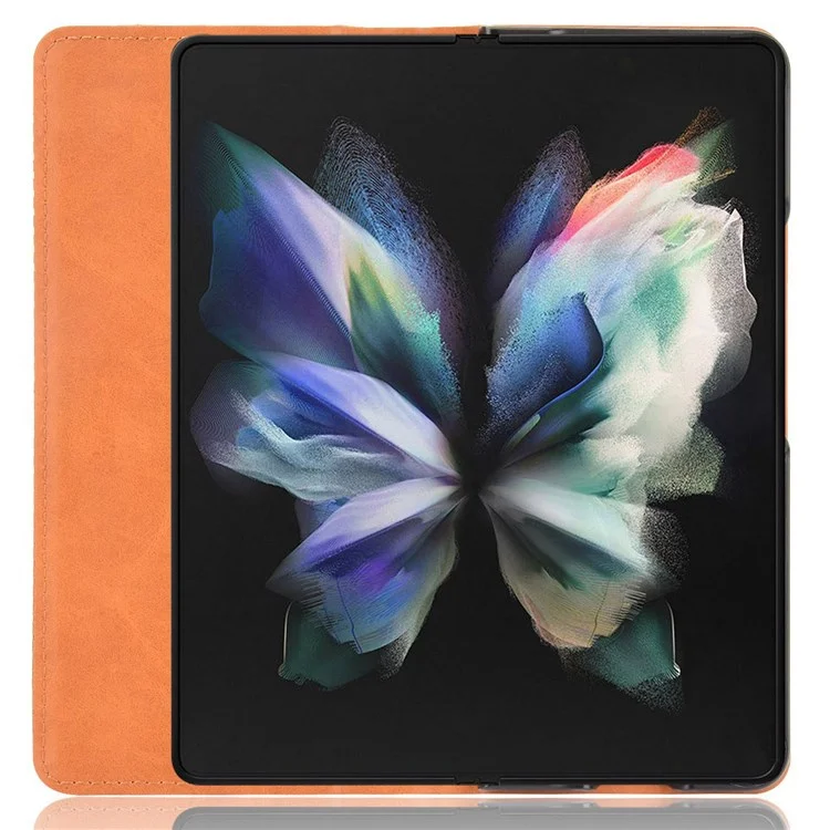 Für Samsung Galaxy Z Fold4 5G Schockfeste Retro Texture Phone Flip Leder Hülle Walletänder Magnetische Automatik Verschluss Kee-resistente Telefonabdeckung - Braun