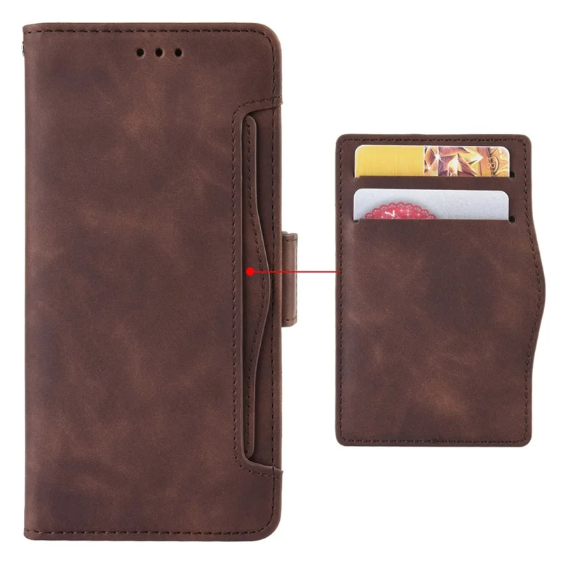 Funda con múltiples ranuras para tarjetas para Samsung Galaxy Z Fold4 5G, funda con tapa de piel de imitación de cuero con cartera / soporte - Marrón