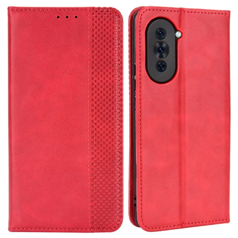 Pour Huawei Nova 10 4G Flip Auto Clôture Magnétique Retro PU Portefeuille en Cuir du Support Couvre de Coque de la Coque de la Coque du Téléphone - Rouge