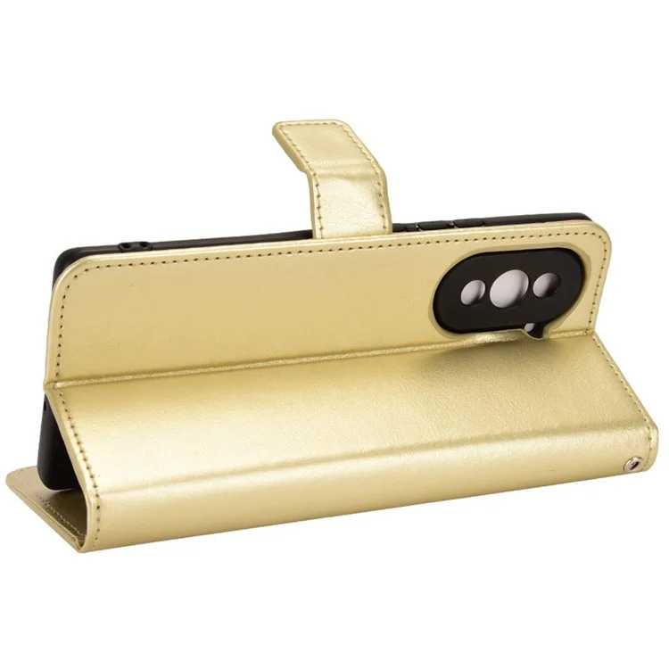 Para Huawei nova 10 Pro 4G Teléfono Celular Billetera Caso Textura de Cuero de Caballo Loco PU Cubierta Protectora de Pie - Oro