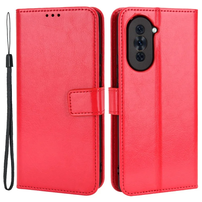 Pour Huawei nova 10 Pro 4G Téléphone portable Étui portefeuille Texture Crazy Horse Cuir PU Support Coque de protection - Rouge