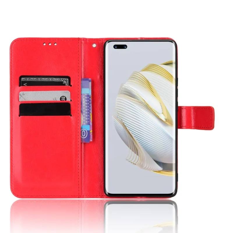Pour Huawei nova 10 Pro 4G Téléphone portable Étui portefeuille Texture Crazy Horse Cuir PU Support Coque de protection - Rouge