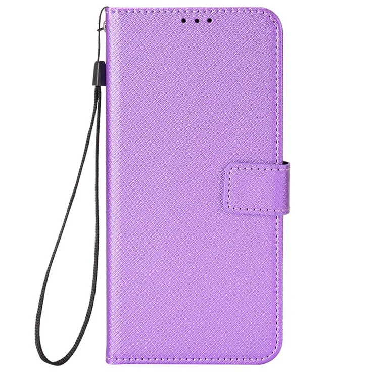 For Huawei nova 10 Pro 4G Diamond Texture PU Leather Phone Cover Wear-resistant Stand Wallet Feature Case with Wrist Strap - Purple